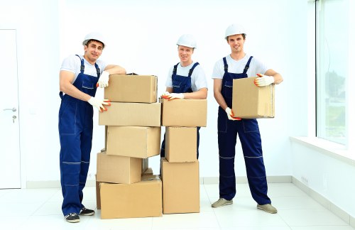 Fragile items carefully boxed for a move in Chalkfarm