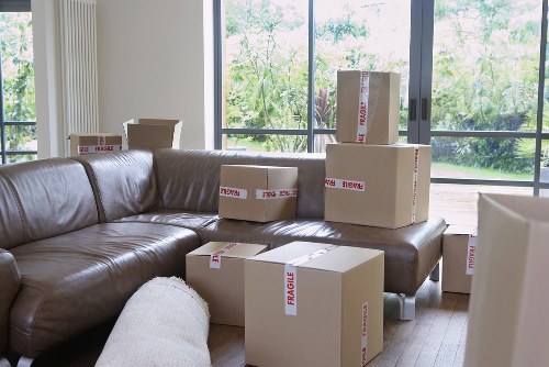 Boxes and household items ready for a home move in Chalkfarm