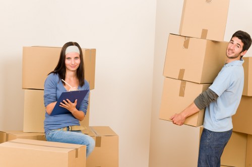 Packed moving boxes ready for a Chalkfarm house move